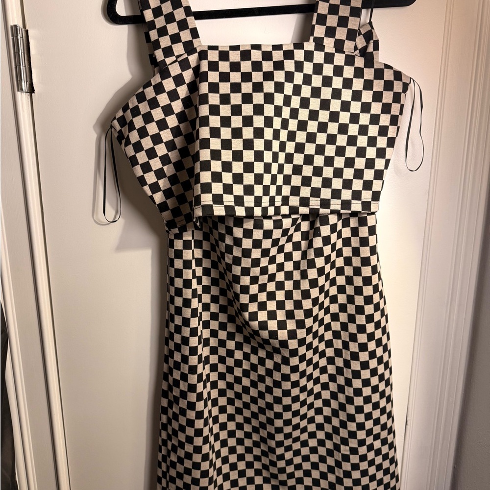 Dressed in LaLa checkered skirt and crop tank